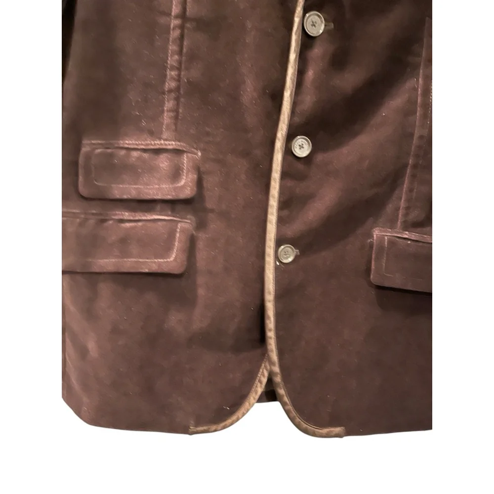 Vintage Marc Ecko Velvet Cut & Sew Chocolate Brown Blazer Size XL Men's Piping